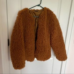 Orange faux fur jacket